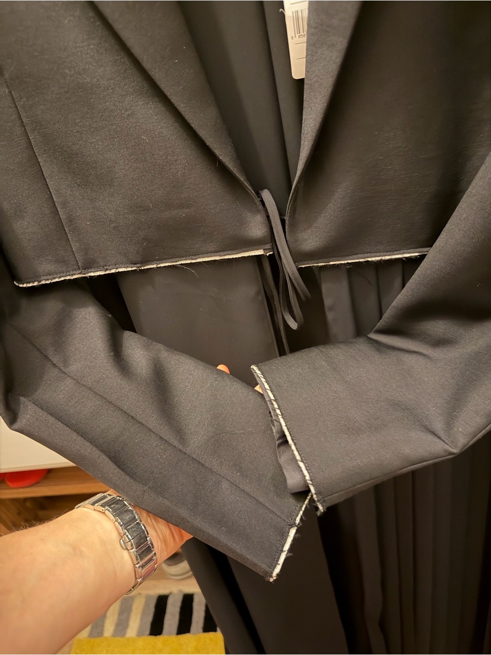 Jil Sander Resort 2018 Black Wool Pleated Trench Coat Slim Fit size 34 NWT - Picture 7 of 9